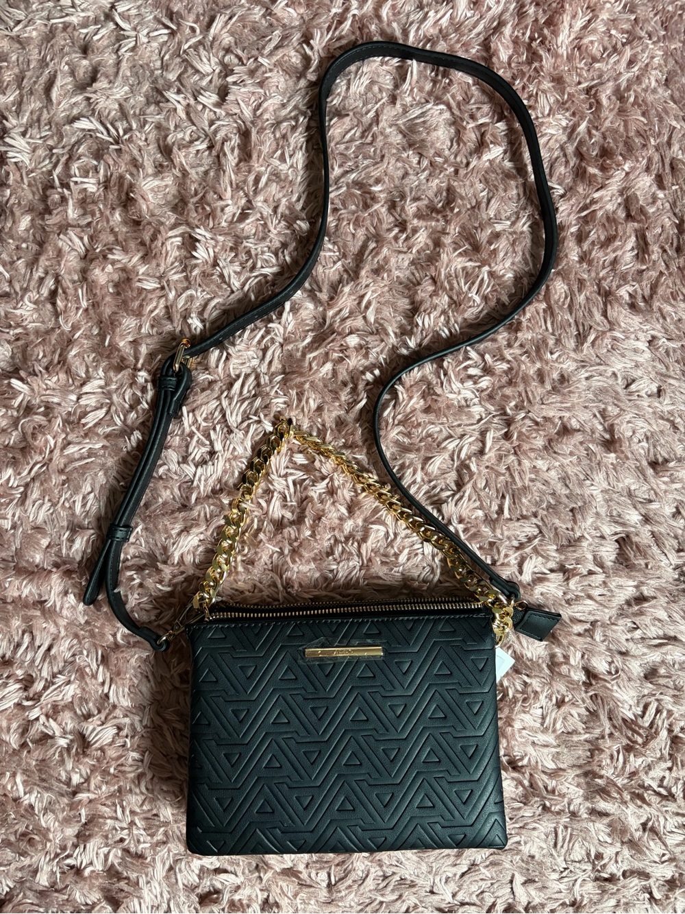 NWT Black Quilted ALDO Crossbody Bag with Gold Chain Accent